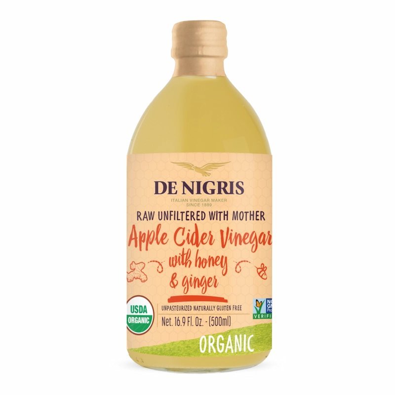 2024/12/1000647667.jpg De Nigris vinaigre de cidre de pomme biologique Miel et Gingembre 500ml – Image 1