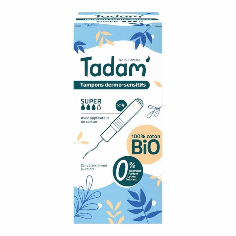2025/04/1000793796.jpg TADAM’ Tampons Dermo‑Sensitifs avec Applicateur Super – 14 unités – Image 1