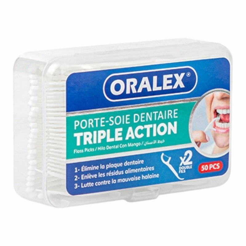 2025/04/1000796315.jpg Oralex Triple Action Fil Dentaire – 50 pièces – Image 1