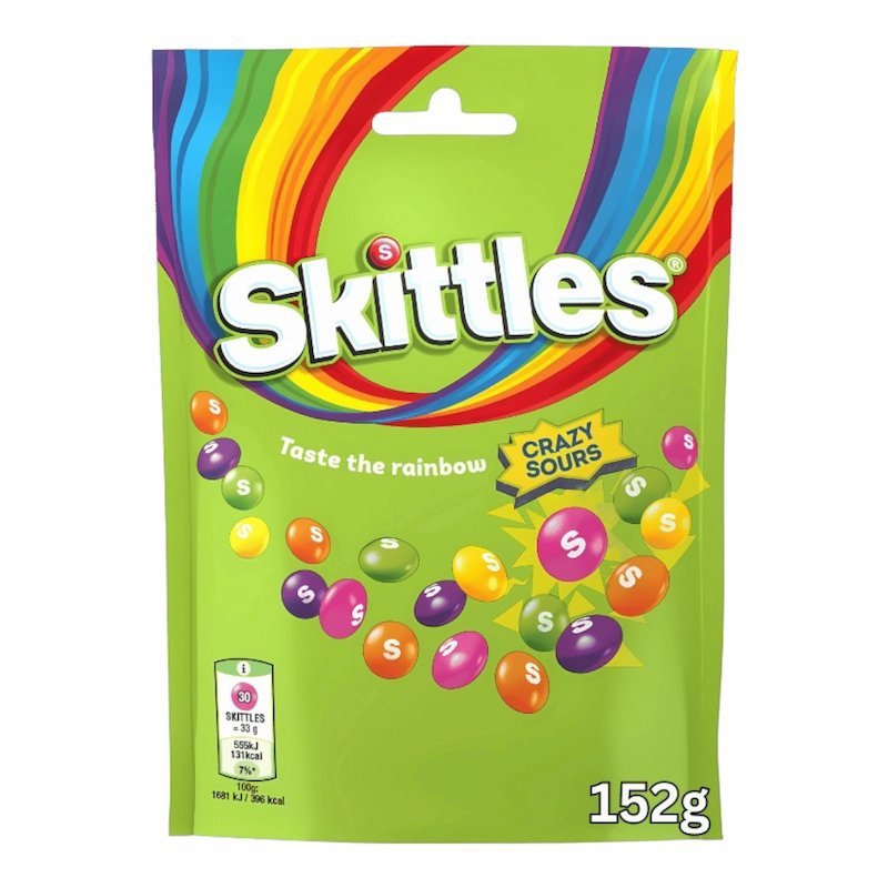 2025/05/1000825597.jpg Skittles Crazy Sours 152 g – Bonbons Acides Multicolores – Image 1