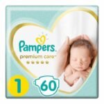 Pampers Premium – Couches Bébé Taille 1 (2-5 kg) – Pack de 60