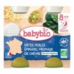 Babybio – Petits Pots Bébé Pâtes Épinards Fromage de Chèvre 2×200g