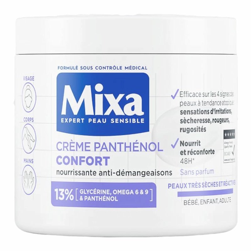 2025/08/1000986643.jpg Mixa Creme Panthenol Confort – Visage Corps et Mains 400 ml – Image 1