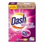 Dash Color Frische 3 en 1 Caps XXL – Pack Economique 60 Capsules | Lessive puissante et soin des couleurs