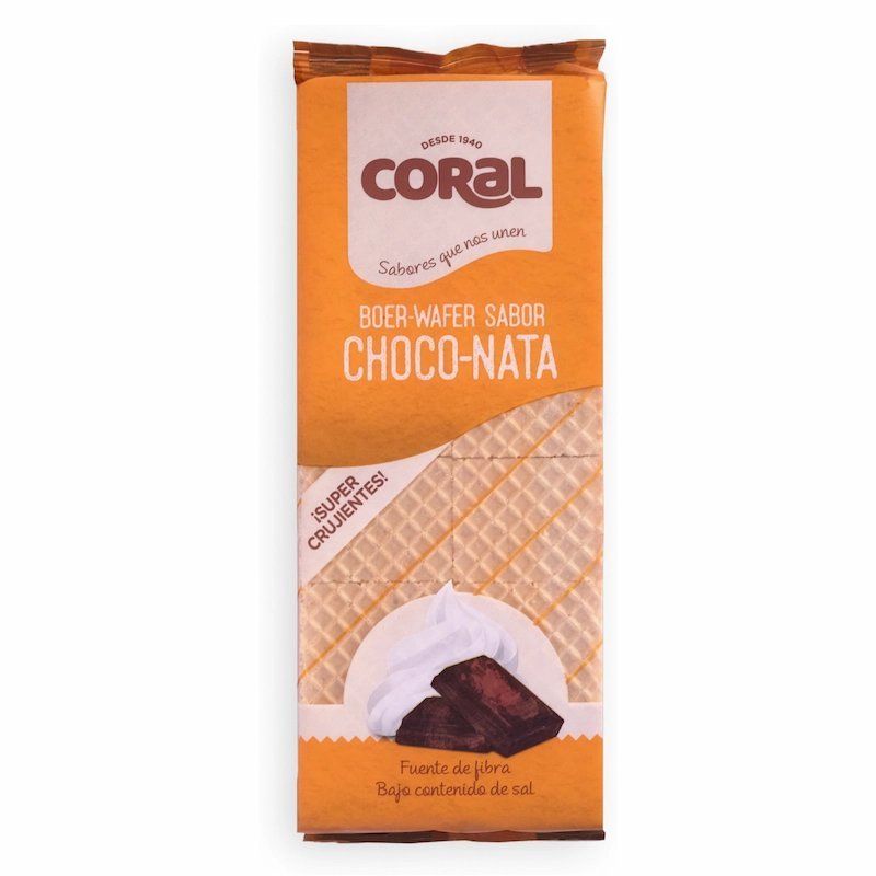 2025/09/1000995861.jpg Coral Wafer Choco-Nata – Gaufrettes croustillantes fourrées à la crème et au chocolat, paquet 330 g – Image 1