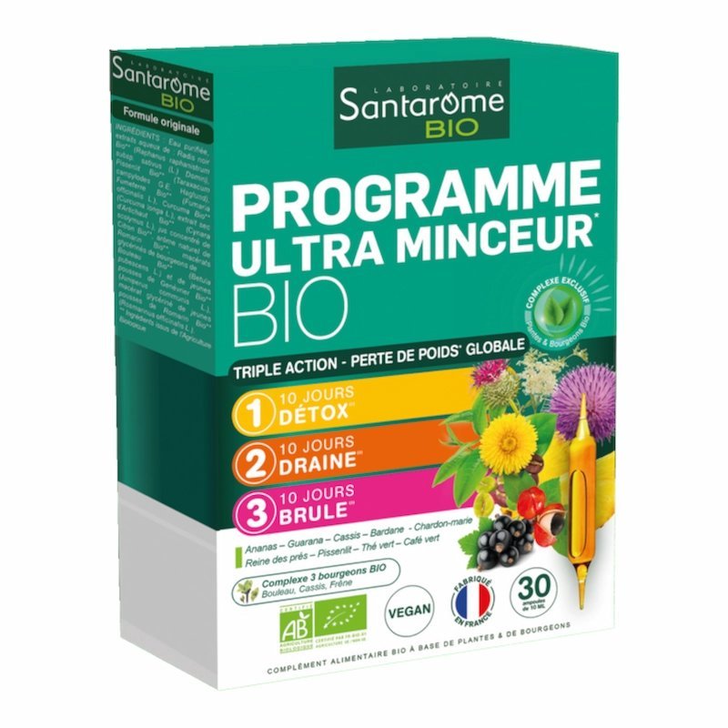 2025/09/1001023585.jpg Santarome Bio Programme Ultra Minceur Bio – 30 Ampoules Naturelles pour Detox et Perte de Poids – Image 1