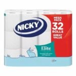 Nicky Elite Papier Toilette 3 Plis Matelassé – 32 Rouleaux | Confort, Douceur et Résistance Premium