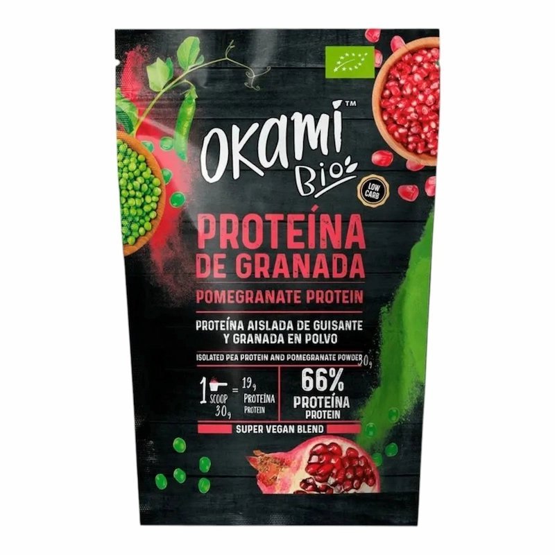 2025/10/1001073257.jpg Okami Bio Proteine de Pois à la Grenade 500 g – Protéine Végétale Naturelle et Énergisante pour Sportifs et Vegans – Image 1