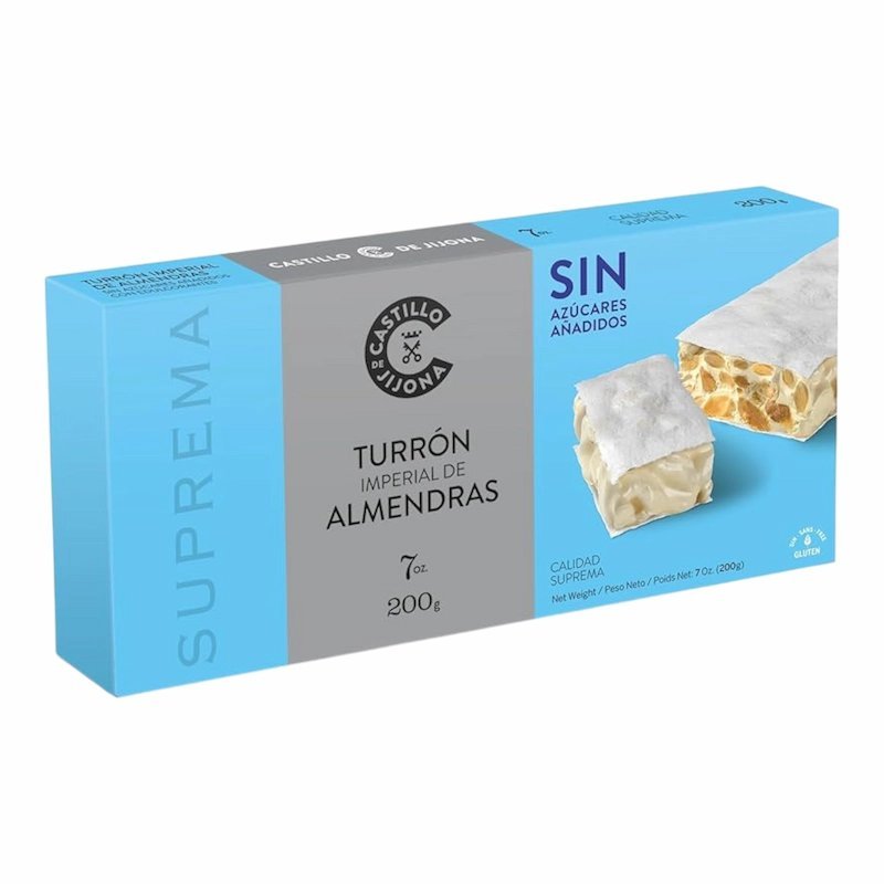 2025/10/1001096505.jpg Turron aux Amandes Sans Sucre – Castillo de Jijona – 200 g – Image 1