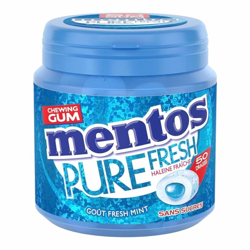 2026/01/1001221252.jpg Mentos Chewing Gum Pure Fresh Mint Sans Sucres 50 Pieces – Gomme à Mâcher Menthe Fraîche – Image 1