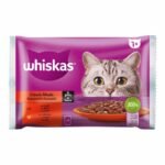 Whiskas Repas Classiques en Sauce pour Chats Adultes – Saveurs Poulet & Bœuf – 4 Sachets de 85 g