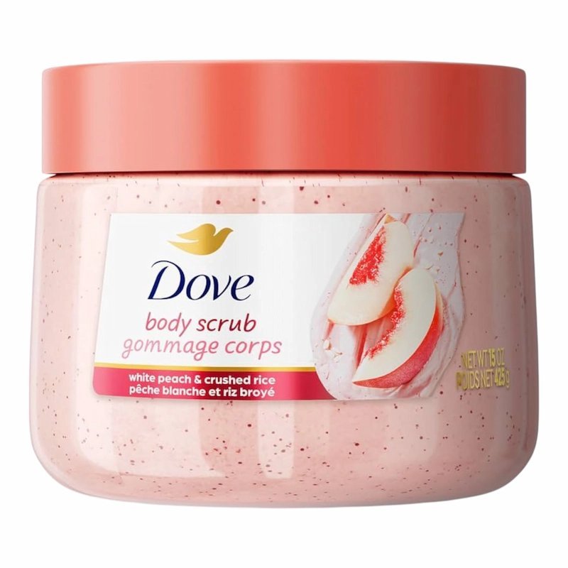2026/02/1001307683.jpg Dove Body Scrub White Peach & Crushed Rice 425 g | Gommage Corps Éclat & Douceur – Peau Lisse – Image 1