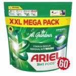 Ariel XXL Mega Pack Original PODS – 60 Lavages | Capsules Lessive Puissance Anti Taches