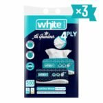 White Flexi Mouchoirs 4 Plis Grand Format – 500 Feuilles x3 | Douceur & Résistance