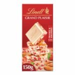 Lindt GRAND PLAISIR Blanc Fraises & Amandes 150g – Chocolat Blanc aux Fraises et Amandes