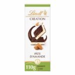 Lindt CREATION Les Connaisseurs Noir Pate dAmande 110g – Chocolat Noir Fourré à la Pâte d’Amande