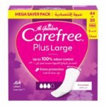 Carefree Protege Slips Plus Large 64 Unites – Protege Slips Extra Larges Absorbants et Anti Odeurs